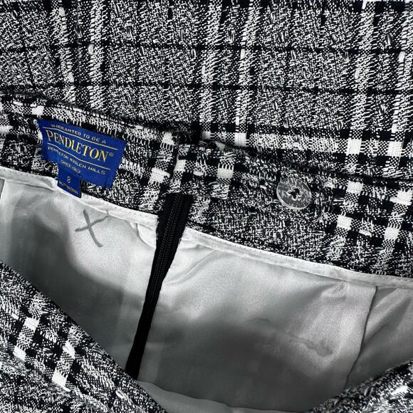 Pendleton Black & White Plaid Mini Pencil Skirt 100% Cotton - Picture 6 of 8